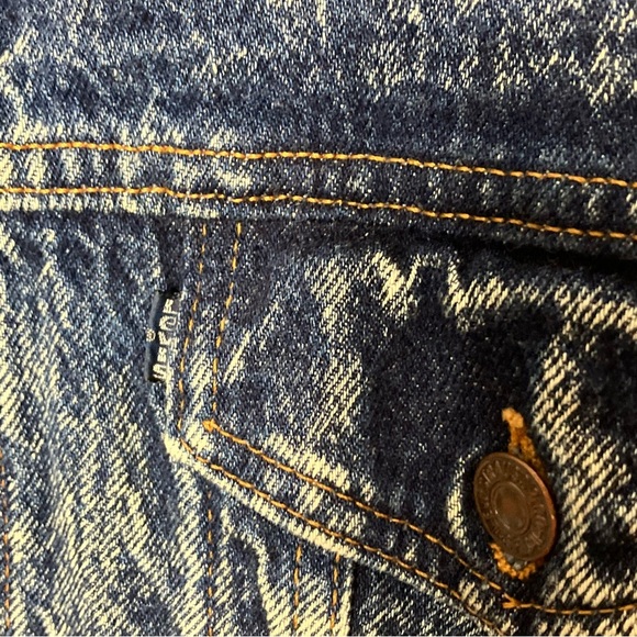 vintage 80s LEVI’S Acid Wash Jean Denim Jacket made in the USA Large - Picture 3 of 6
